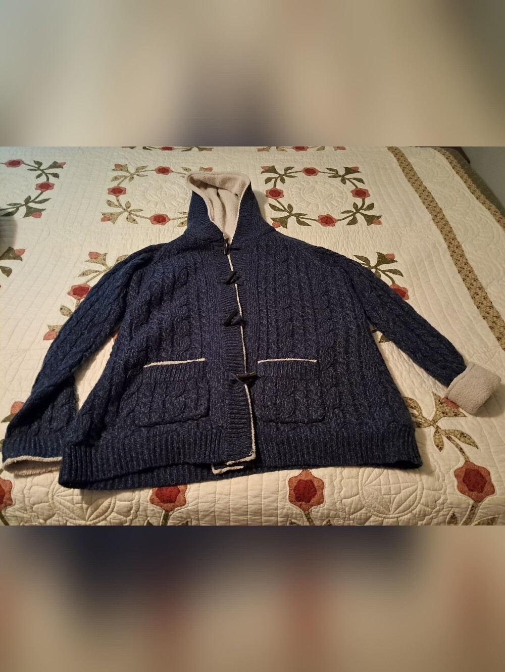Cabela's Blue Hooded Sweater Jacket Fleece Lined Size 2XL